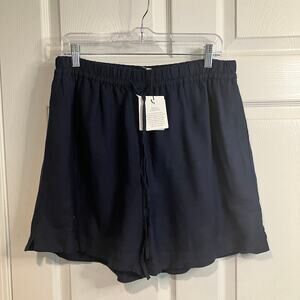 Gibson Latimer Navy Blue Drawstring Linen Shorts Women's Size L NWT